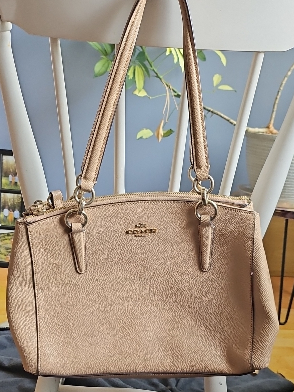 Coach Pebbled Leather Satchel Handbag - Nude Blush